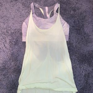 Lululemon bright green tank with sports bra